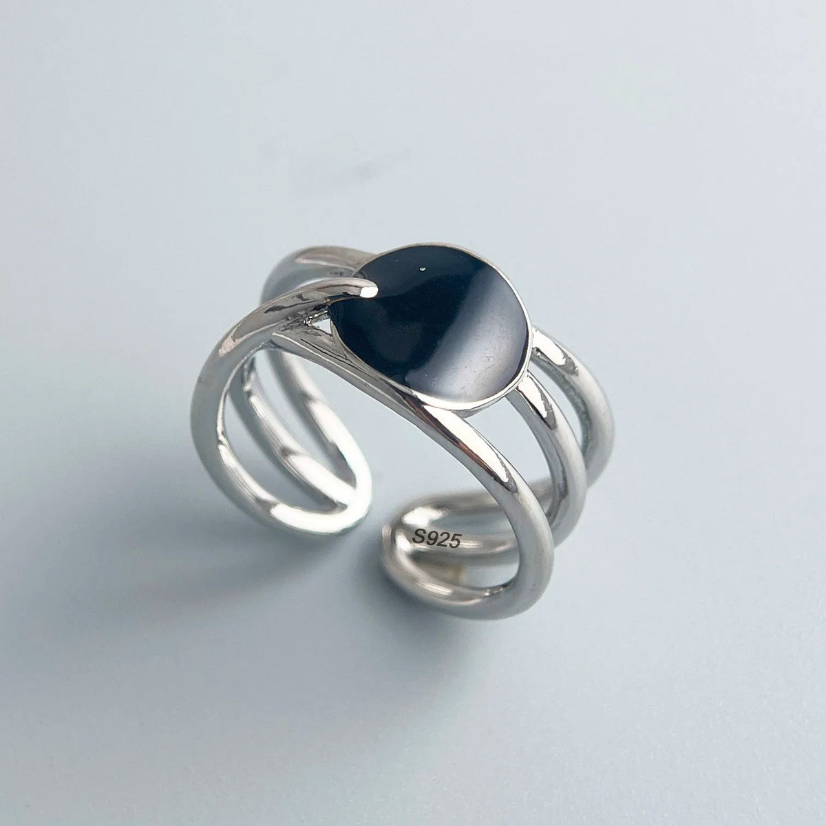 925 Sterling Silver Adjustable Stone Ring – Handmade Gemstone Band for Women