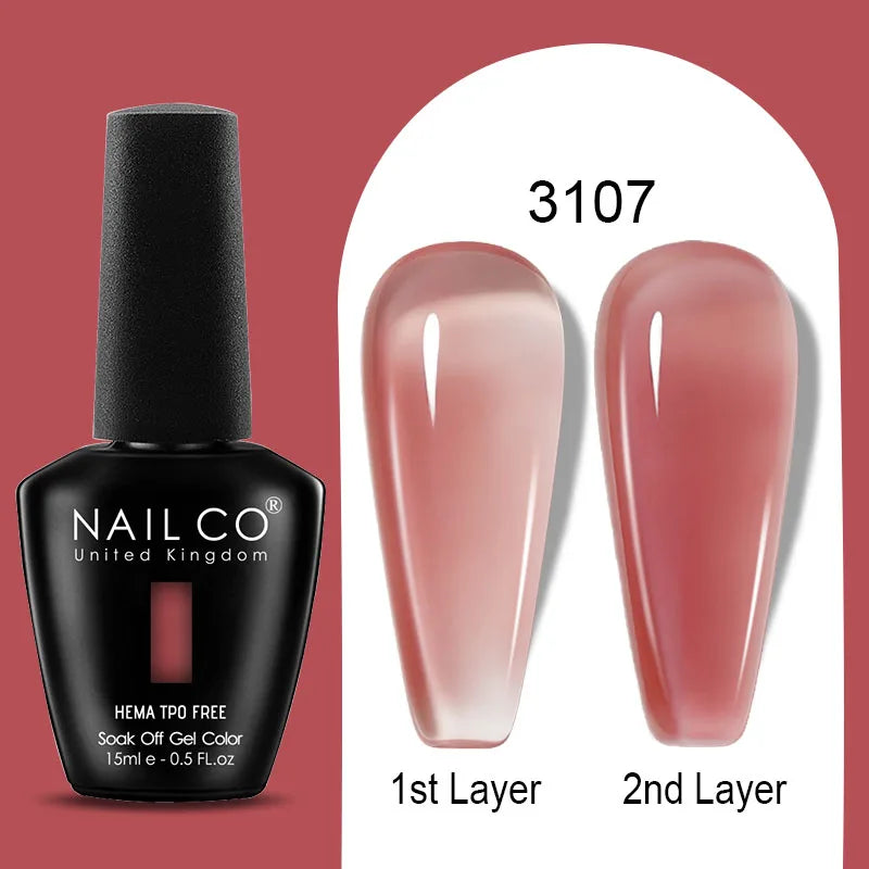NAILCO Jelly Gel Nail Polish | HEMA-Free Soak Off UV LED Semi-Permanent Gel Varnish — 70 Colors