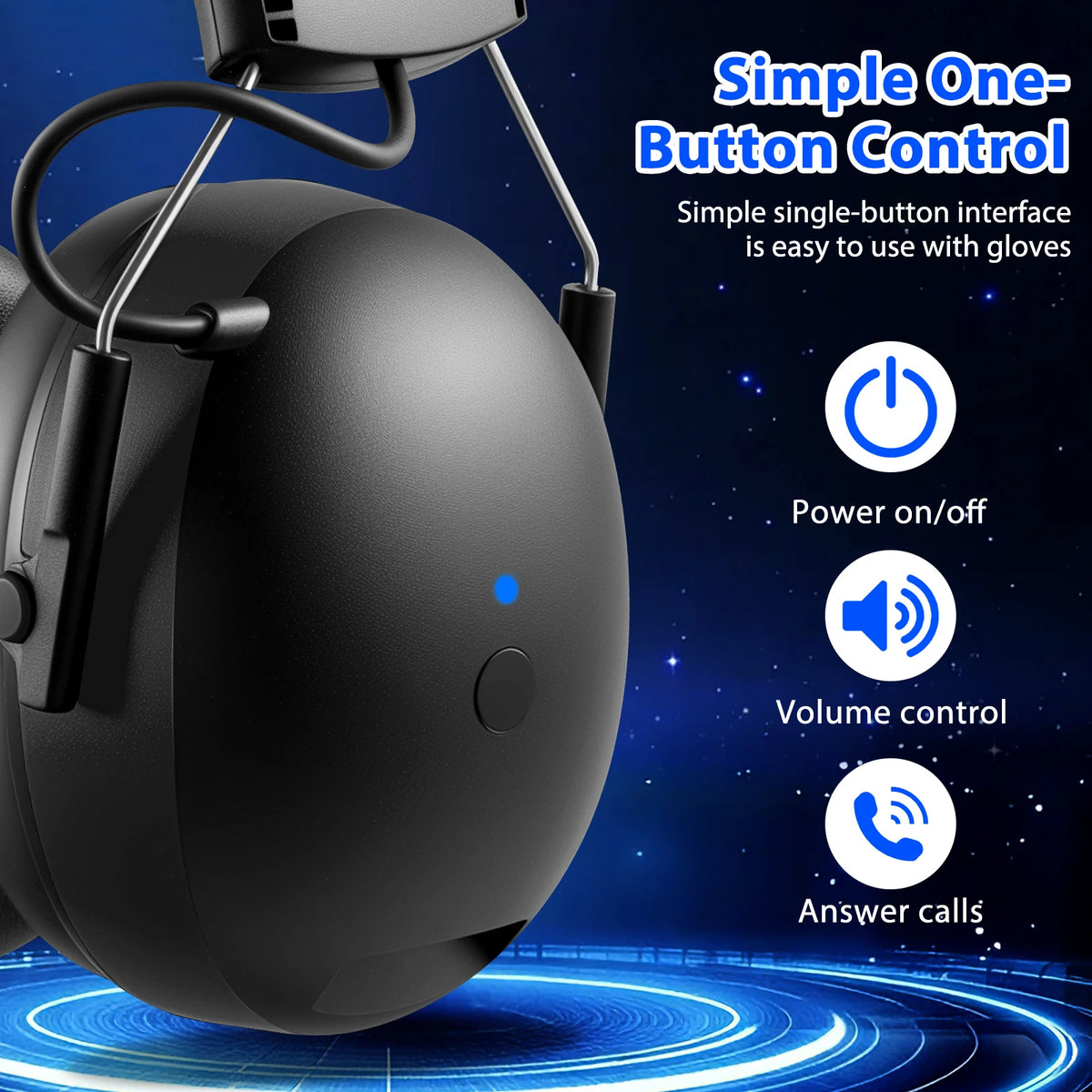 YHKEMA Bluetooth Hearing Protection Earmuffs | Noise Reduction Safety Headphones with Music & Call Support