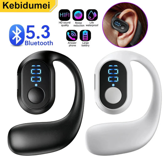 Bluetooth 5.3 Clip-On Ear Hook Earphone | HiFi Stereo | Touch Control | HD Calling | 5Hr Playtime | 30Hr Standby | Black & White