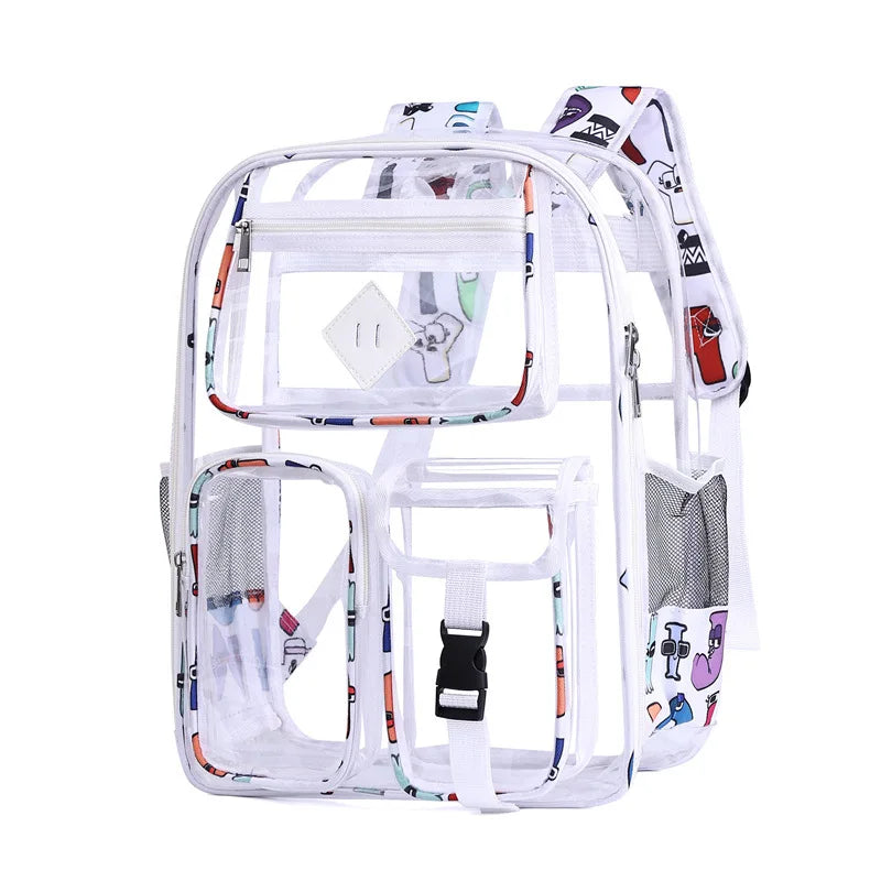Large Capacity Transparent PVC Backpack – Waterproof School & Travel Bag for Students