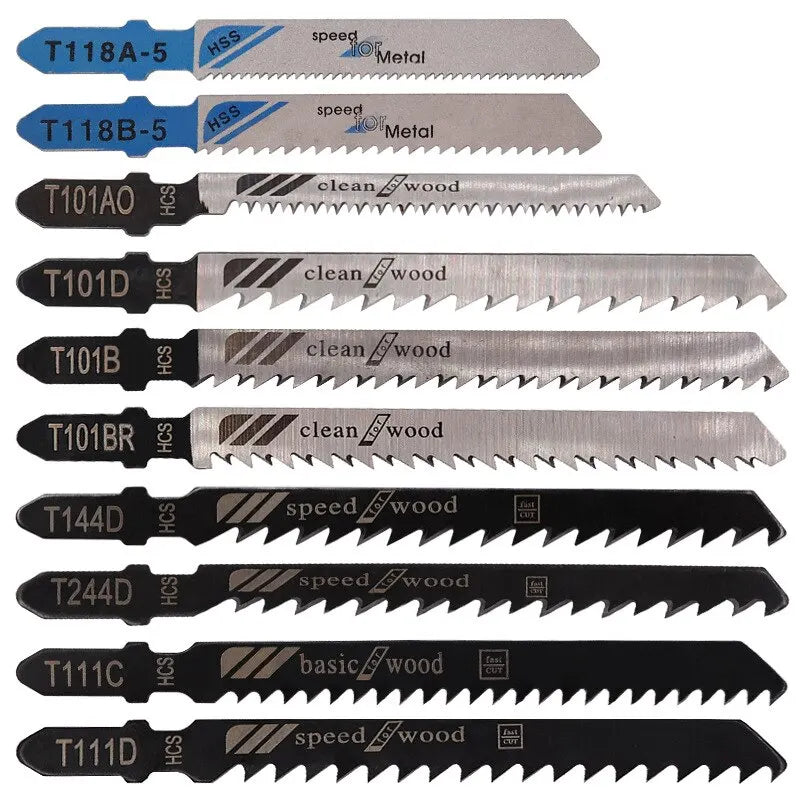 PINTUDY 10-Piece HSS Jig Saw Blades Set – Fine & Coarse Teeth for Wood, Metal & Plastic Cutting Machines