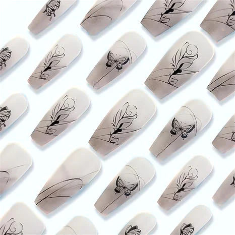 24-Piece Short Square Press-On Nails – Pinkish-White Gradient with Nail Glue & File Kit
