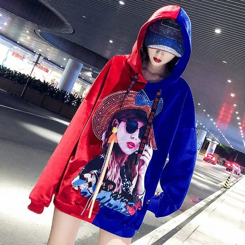 Hoodie Harajuku Style Hoodies for Women Tops Aesthetic Korean Fashion Vintage Graphic Women's Sweat-shirt Spring Autumn Crewneck