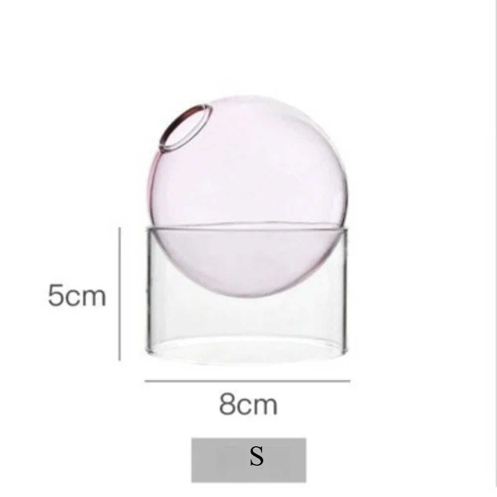 Nordic Colored Glass Decorative Vase Spherical Hydroponic Flower Planter for Home Desk Decor Modern Tabletop Flower Arrangement