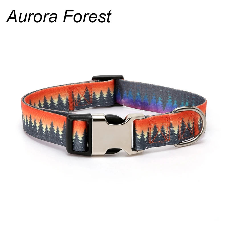 Forest Pattern Collar Pet Accessories Pet Stripes Polyester National Wind Dog Rope Adjustable Nylon Dog Collar Personalized