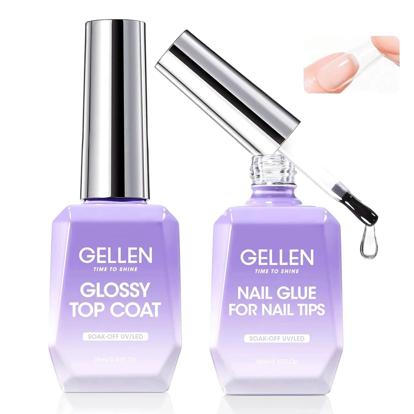 GELLEN Professional Gel Nail Set — 18ml 4-Piece Base Coat, Top Coat & Strengthener Kit for Long-Lasting Manicures