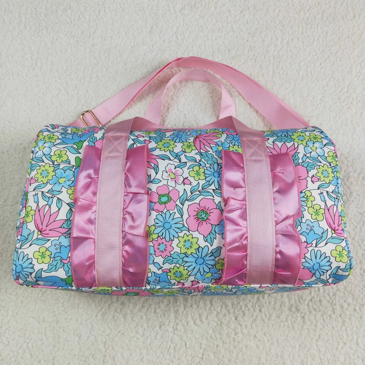 Floral Ruffle Duffle Bag | Large Capacity Sports & Overnight Bag for Kids & Adults