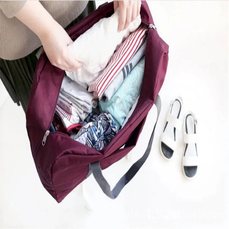 Portable Foldable Travel Duffle Bag | Lightweight Water-Resistant Nylon Carry-On Gym & Weekend Bag | 5 Colors