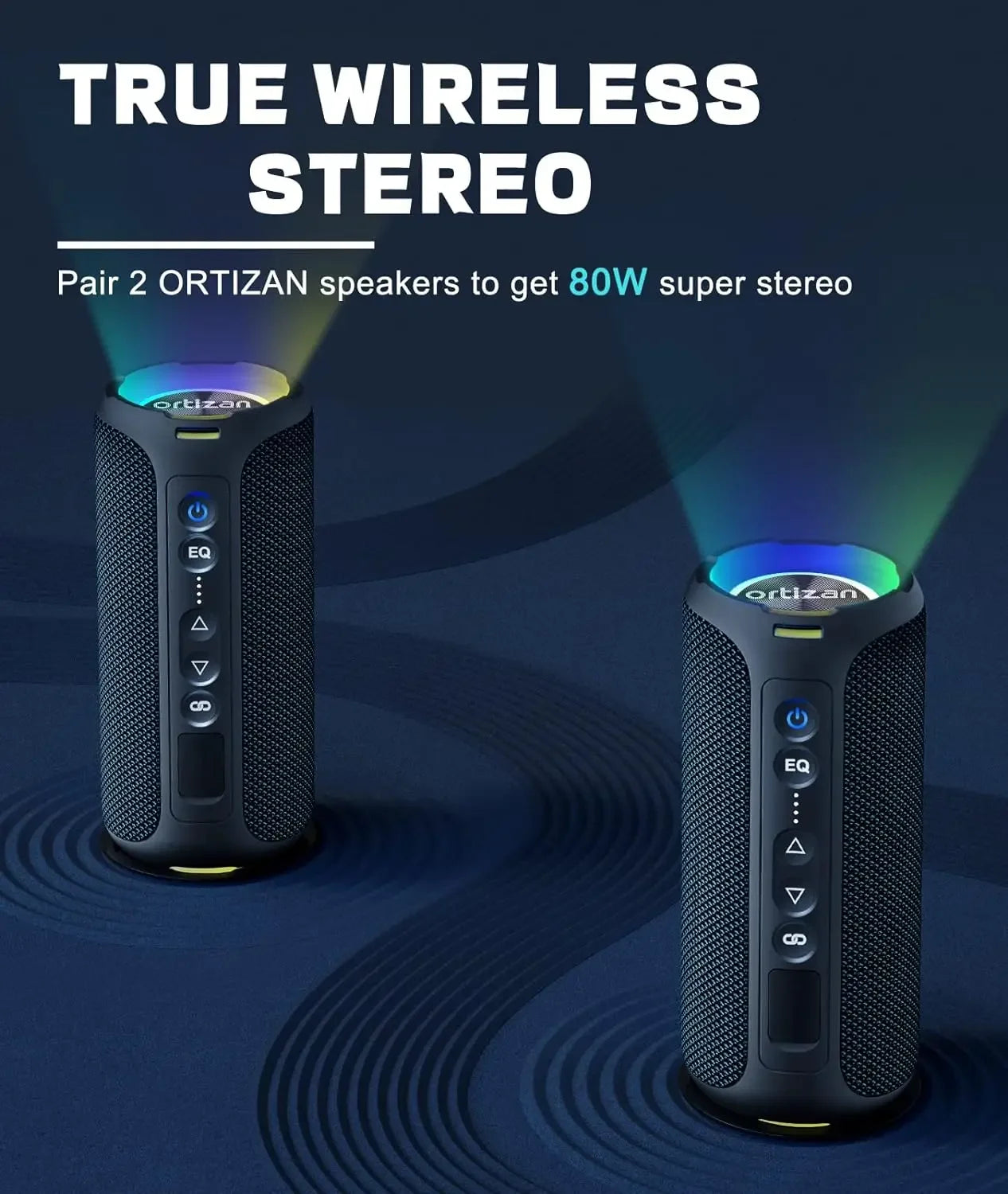 Ortizan 40W Portable Bluetooth Speaker — IPX7 Waterproof, Bass Subwoofer, TF/AUX/TWS