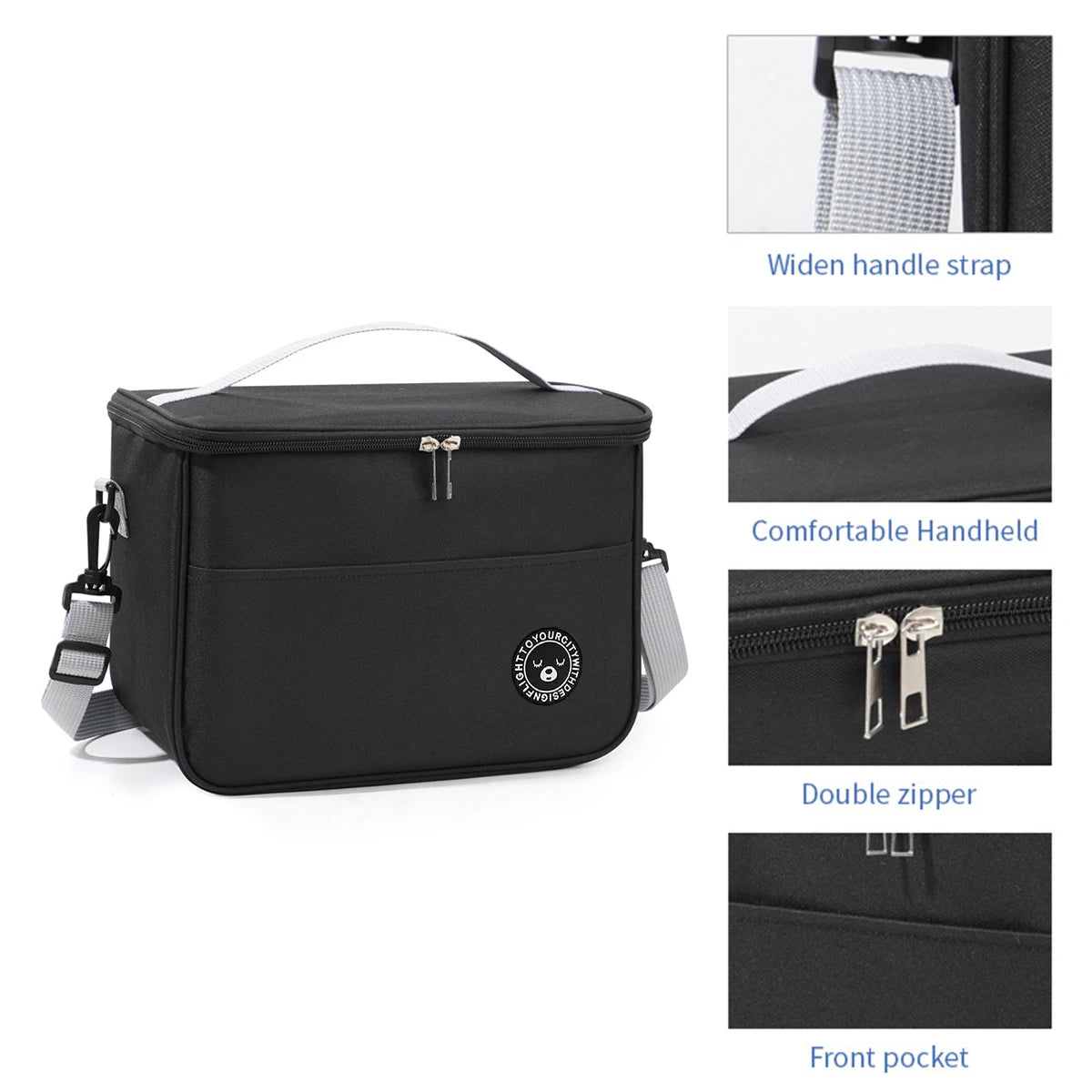 Large Capacity Hand-held with Shoulder Strap Insulated Bag, Multifunction Lunch Box Bag, Student Thickened Waterproof Lunch Bag