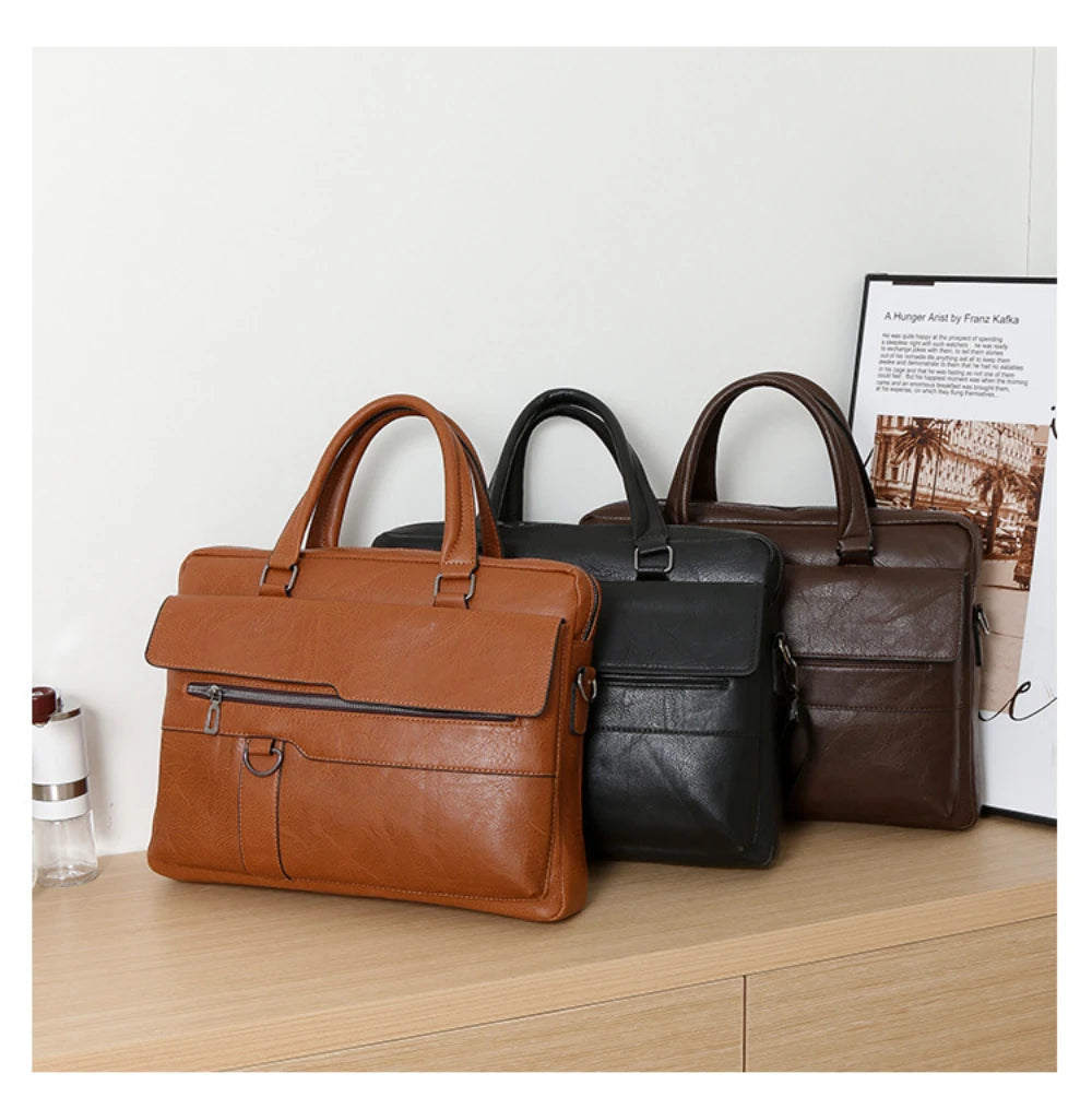 Men's crossbody bag, handbag, business horizontal style, computer bag, large-capacity briefcase, multi-functional luggage