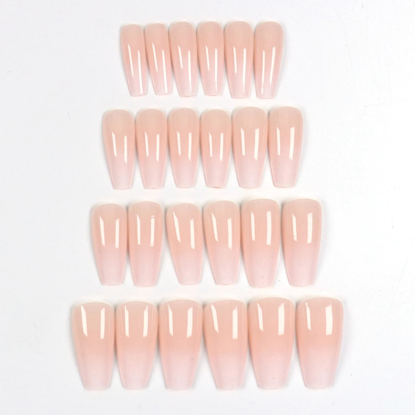 4-Piece Glossy Short Ballerina Press-On Nails – Pink Gradient
