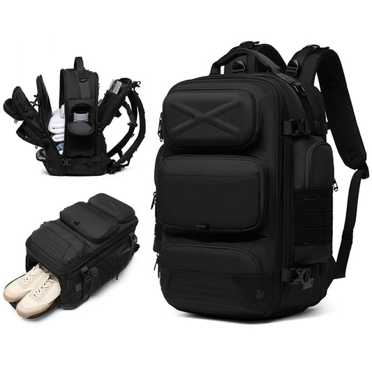 Men's Oxford Travel Backpack | 15.6" Laptop Compartment | Separate Shoe Pocket | 36–55L | School, Work & Travel | Black, Camo & Dark Grey
