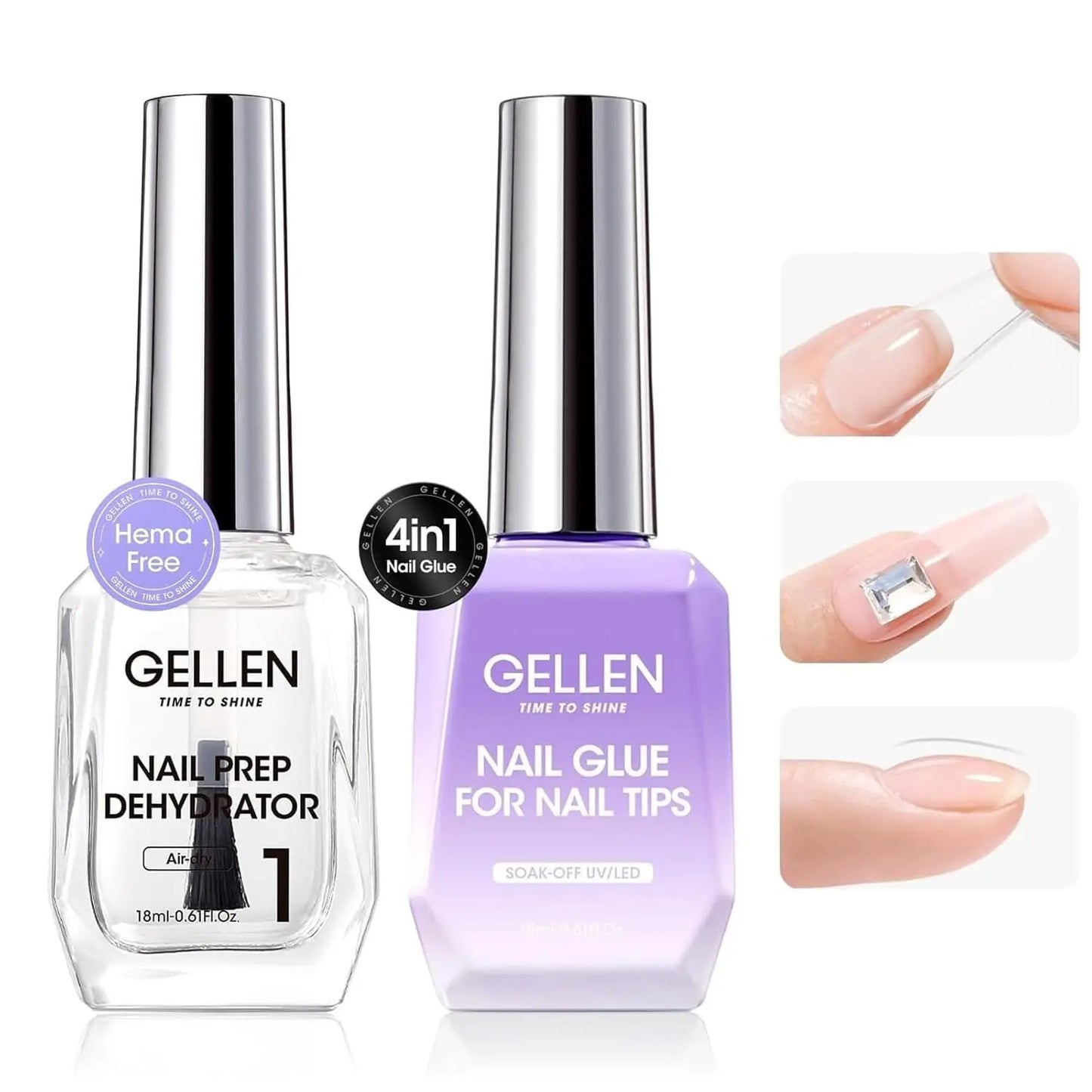 GELLEN Professional Gel Nail Set — 18ml 4-Piece Base Coat, Top Coat & Strengthener Kit for Long-Lasting Manicures