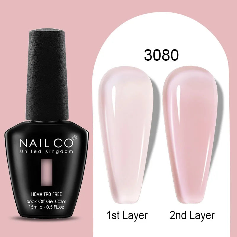 NAILCO Jelly Gel Nail Polish | HEMA-Free Soak Off UV LED Semi-Permanent Gel Varnish — 70 Colors