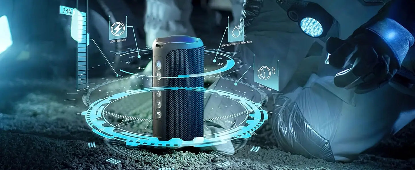 Ortizan 40W Portable Bluetooth Speaker — IPX7 Waterproof, Bass Subwoofer, TF/AUX/TWS