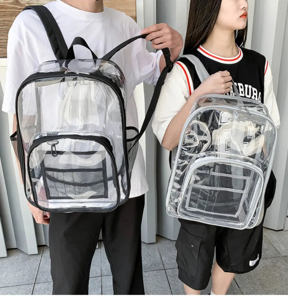 Large Capacity Transparent PVC Backpack – Waterproof School & Travel Bag for Students