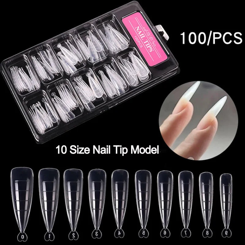 100Pcs Acrylic Nail Tips Kit — UV Gel False Nails DIY Manicure Set