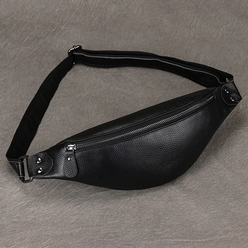 Luufan Crazy Horse Cowhide Leather Waist Bag — Men's Mini Travel Fanny Pack & Phone Pouch