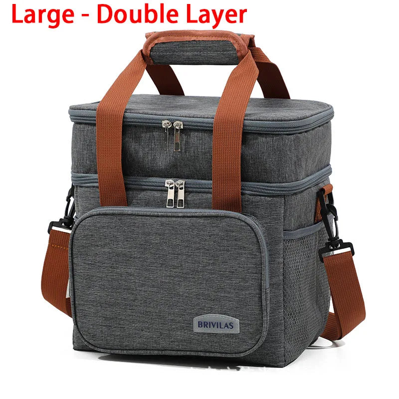 Insulated Lunch Box for Men & Women Collapsible Leakproof Double Cooler Bag Large Capacity Travel Camping Lunch Bags for Work