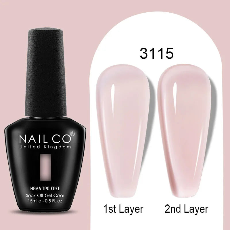NAILCO Jelly Gel Nail Polish | HEMA-Free Soak Off UV LED Semi-Permanent Gel Varnish — 70 Colors