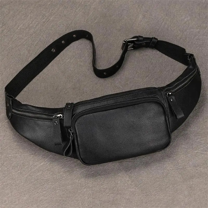 Newsbirds Men's Genuine Leather Chest Bag — Vintage Crossbody Sling & Outdoor Belt Pouch