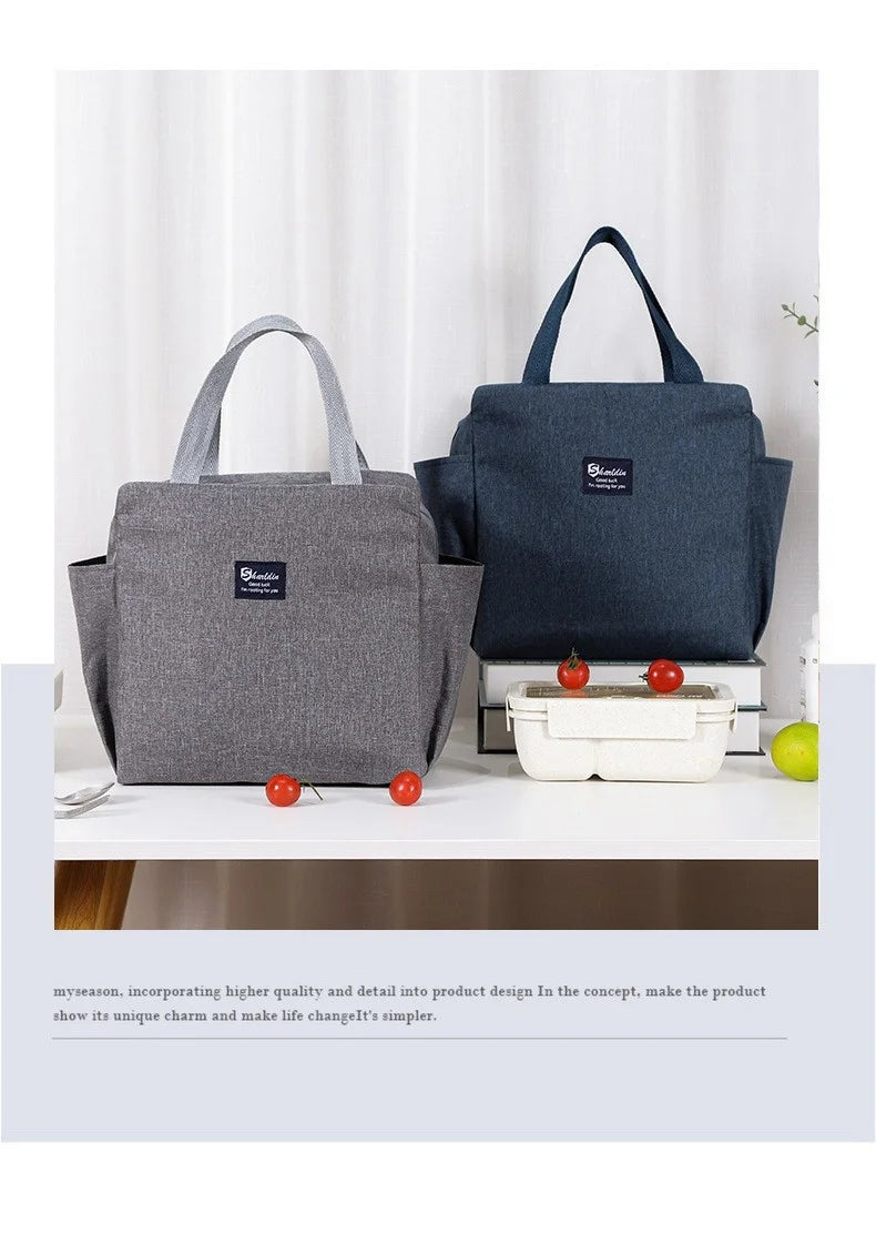 Portable Double Pocket Insulated Bento Bag — Aluminum Foil Lunch Bag for Work & School