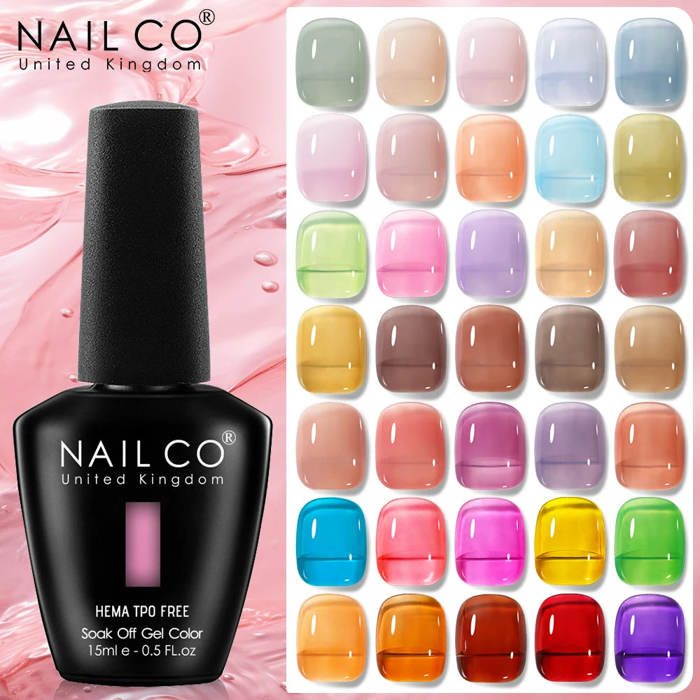 NAILCO Jelly Gel Nail Polish | HEMA-Free Soak Off UV LED Semi-Permanent Gel Varnish — 70 Colors