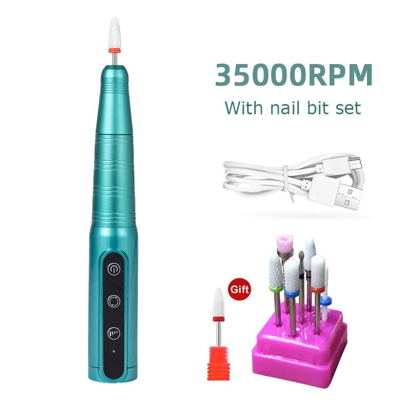 35000RPM Wireless Rechargeable Nail Drill Pen — Portable Electric Manicure Machine