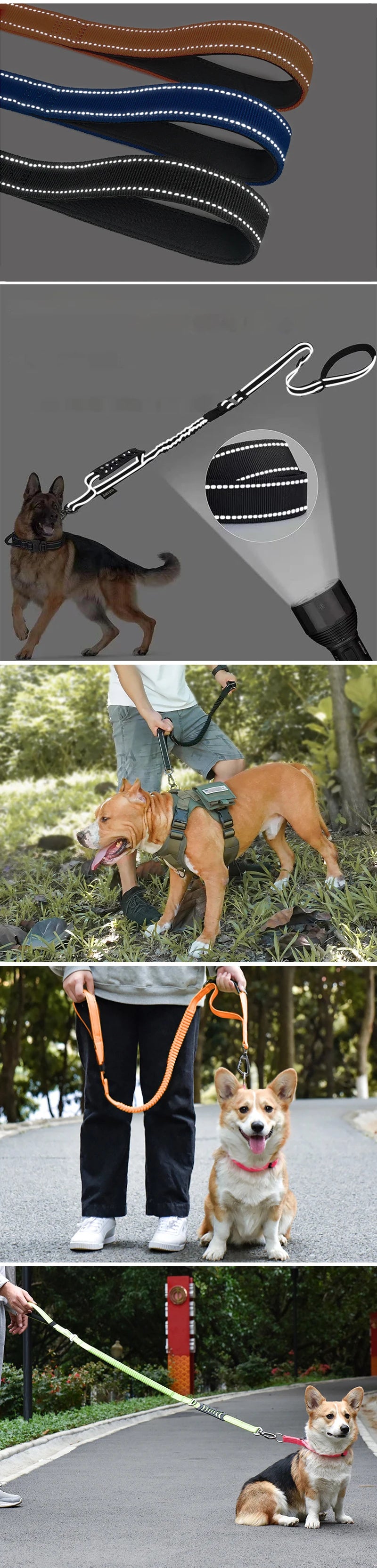 Adjustable Pet Dog Nylon reflective multi-functional retractable dog leash Car Seat Belt Cushioning Retractable Reflectivenylon