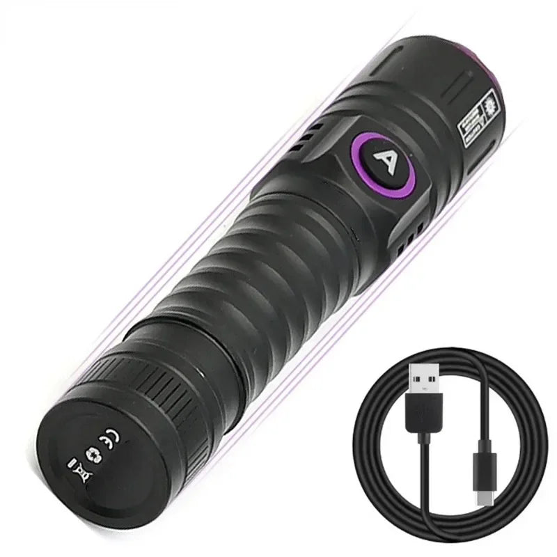 15W 365nm High Power UV Flashlight Ultraviolet Blacklight Detector Pet Urine Dry Stains Bed Bug Scorpions Fluorescence Light