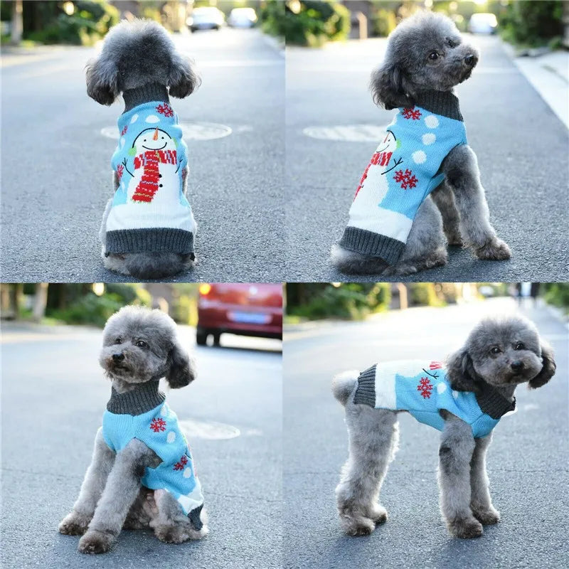 Christmas Dog Sweater Cute Cartoon Reindeer Xmas Pet Costume Puppy Cat Warm Clothes For Small Dogs Chihuahua Pug Winter Clothing
