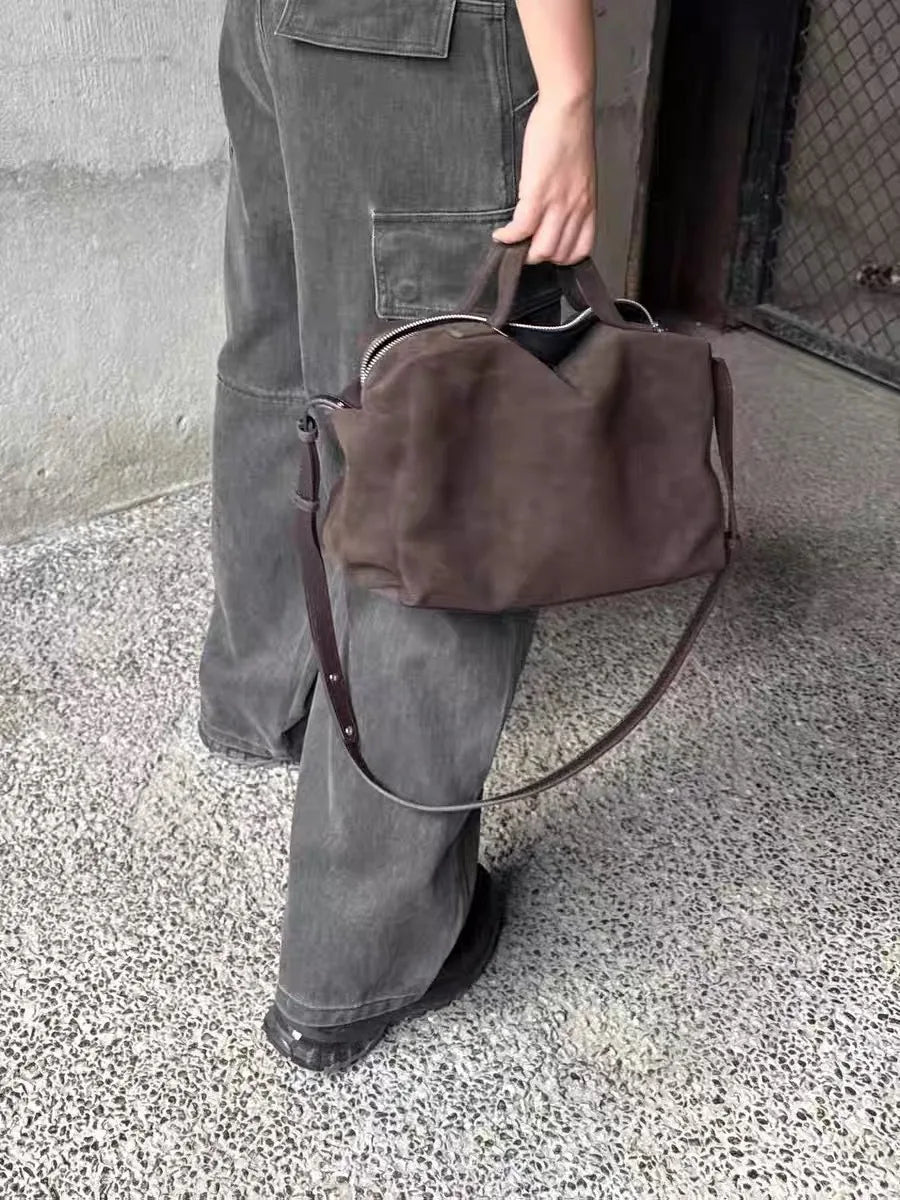Flannel Suede Bowling Bag | Women's Versatile Crossbody Handbag