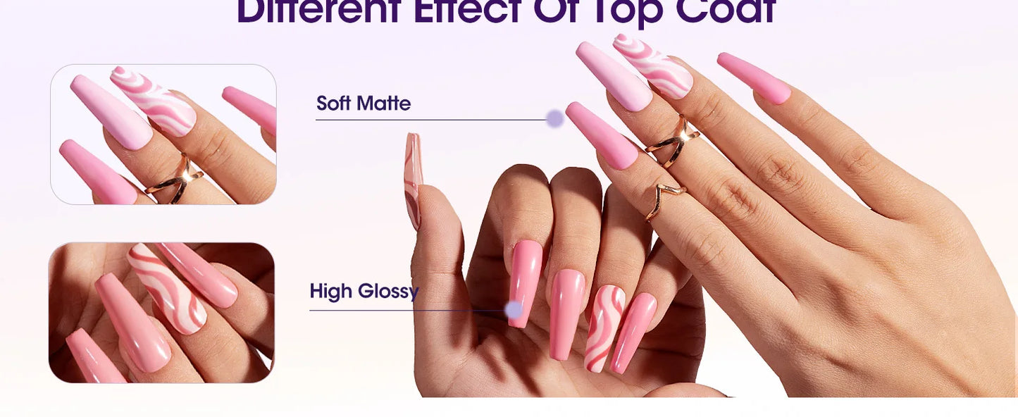 GELLEN Professional Gel Nail Set — 18ml 4-Piece Base Coat, Top Coat & Strengthener Kit for Long-Lasting Manicures