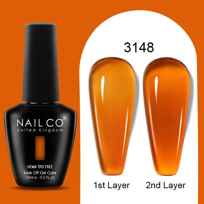 NAILCO Jelly Gel Nail Polish | HEMA-Free Soak Off UV LED Semi-Permanent Gel Varnish — 70 Colors