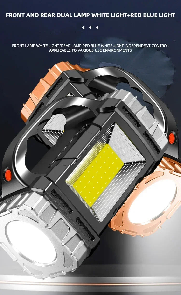 Portable Powerful USB Rechargeable Flashlights Solar LED Light With COB Work Light 4 Gear Charge Mobile Phone Camping Lamps