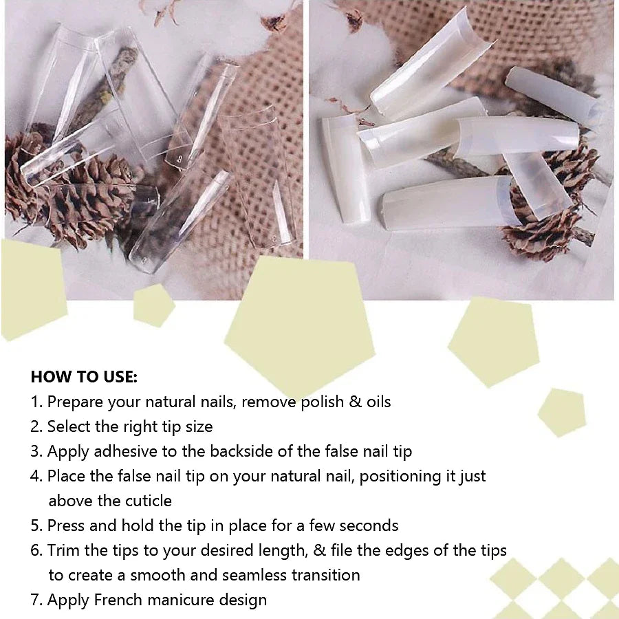 500Pcs French Style False Nail Tips — Natural Acrylic & Gel Nail Art