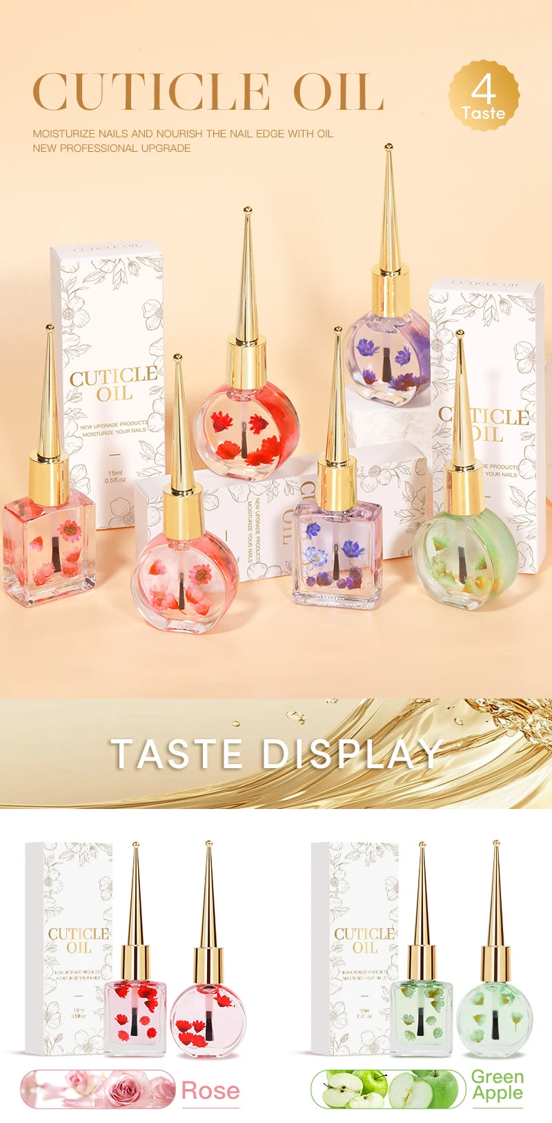 IDOL COLOR Cuticle Oil with Real Flowers — Vegan Nail Care Oil 15ml