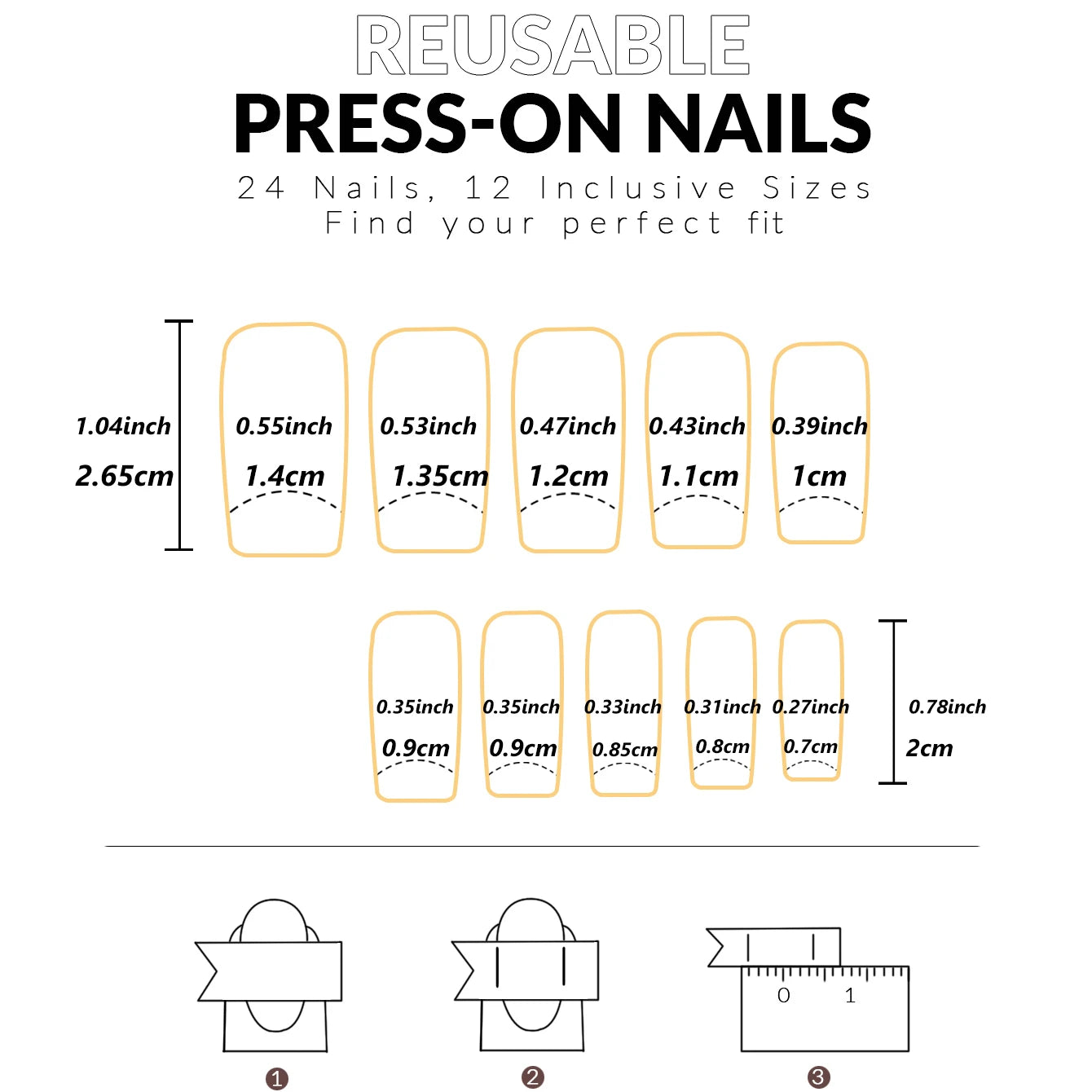 24-Piece Short Square Press-On Nails – Pinkish-White Gradient with Nail Glue & File Kit