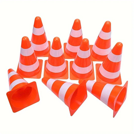 10-Pack Reflective Traffic Cones – Sunproof PVC Road Safety Barriers for Parking, Sports & Construction
