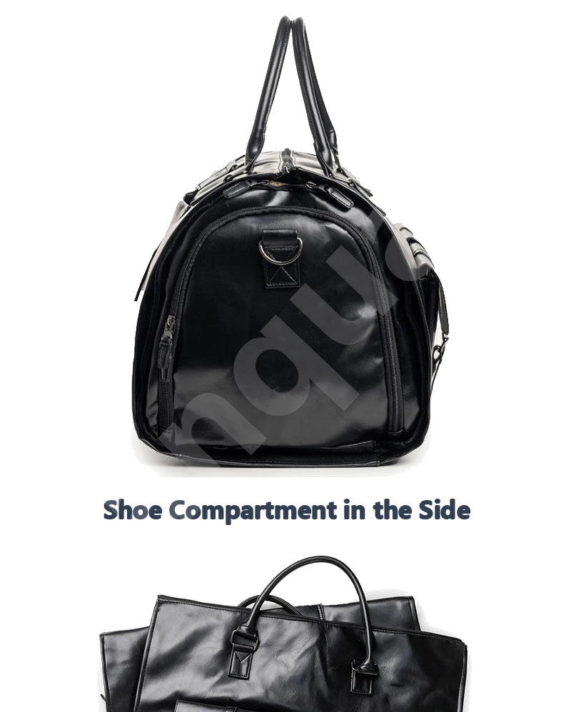 2-in-1 PU Leather Hanging Luggage Suit & Duffle Bag for Men | Waterproof Business Travel Bag | 5 Colors