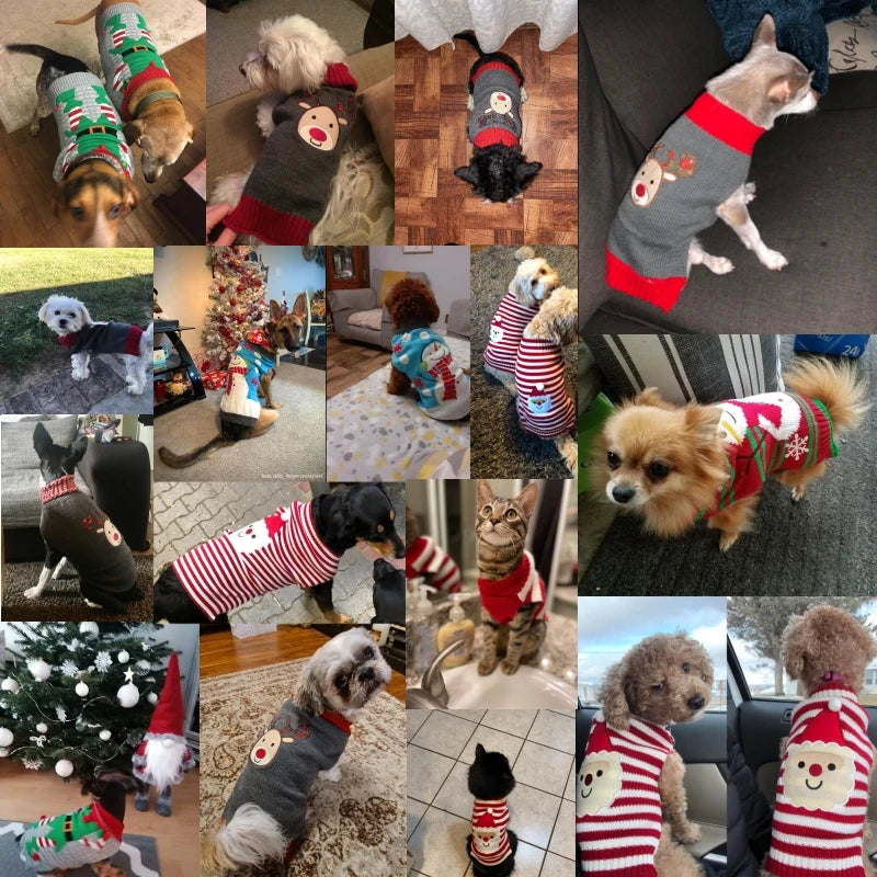 Christmas Dog Sweater Cute Cartoon Reindeer Xmas Pet Costume Puppy Cat Warm Clothes For Small Dogs Chihuahua Pug Winter Clothing