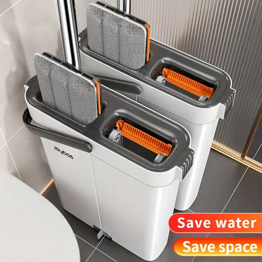 JOYBOS Spin Flat Mop & Bucket Set – Hands-Free Wringing, Wet & Dry Cleaning for Home Floors
