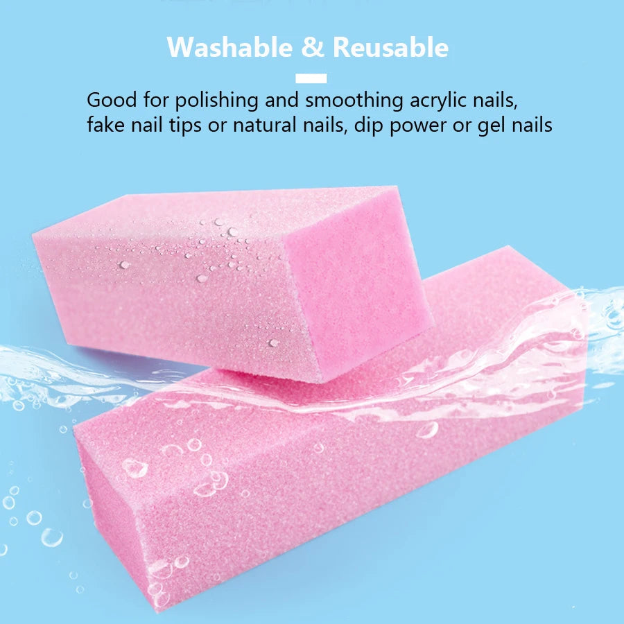 2-Pack 4-Sided Nail Buffer Block | Professional Sponge Manicure Tool for Acrylic & Natural Nails