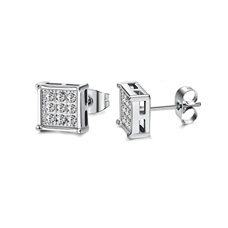 1-8 Pairs Stainless Steel Cubic Zirconia Stud Earrings Set Unisex Ear Piercing Jewelry for Men and Women 6MM Stylish Simplicity