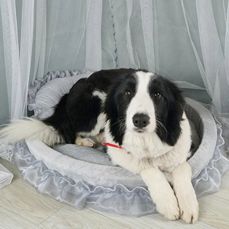 Elegant Lace Dog Puppy Bed Ruffled Princess Sofa for Small to Pets Creative Pink Lace Pet Bed Nest