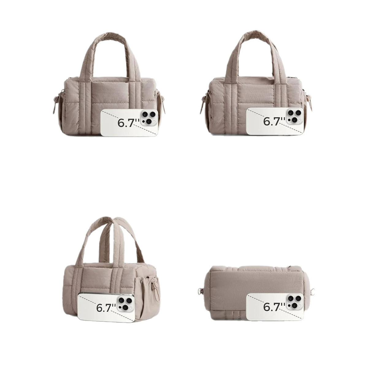 Women's Quilted Nylon Duffle Bag – Crossbody Gym & Travel Shoulder Bag