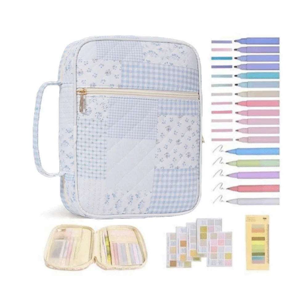Floral Quilted Bible Cover Bag – Zipper, Handle & Optional Accessories | 9 Styles