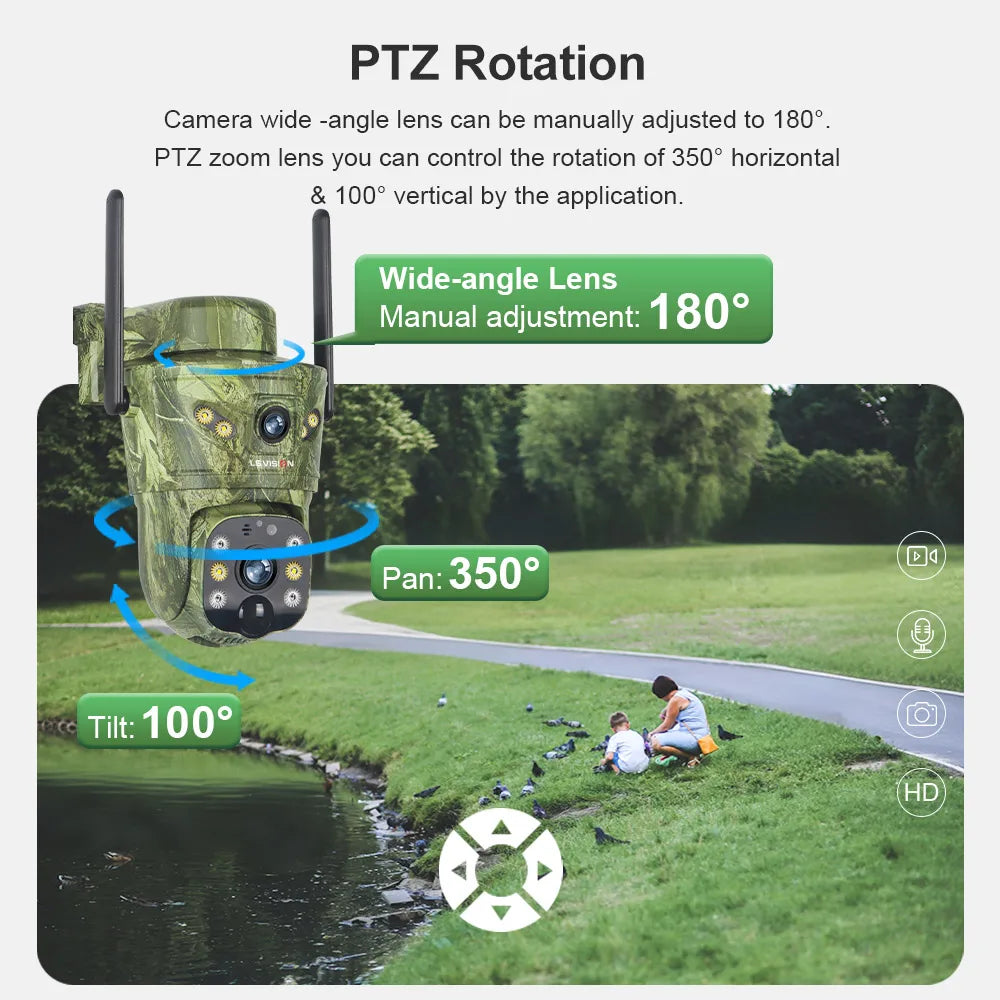 LS VISION 4K Dual Screen 4G Solar Hunting Camera Outdoor WiFi PTZ Human/Animal Detection 2-Way Talk Waterproof Security Cameras